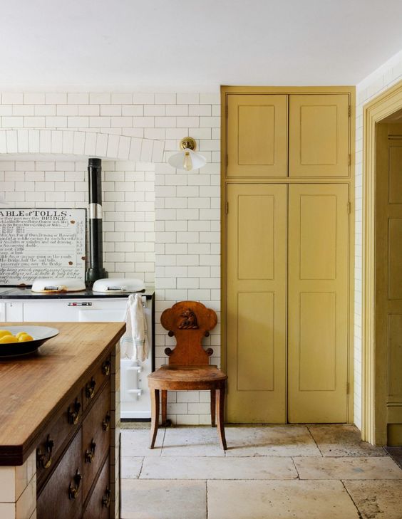 kitchen with yellow accents