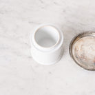 Scented Candle with Silver Wine Coaster and Porcelain Match Caddy - elsie green