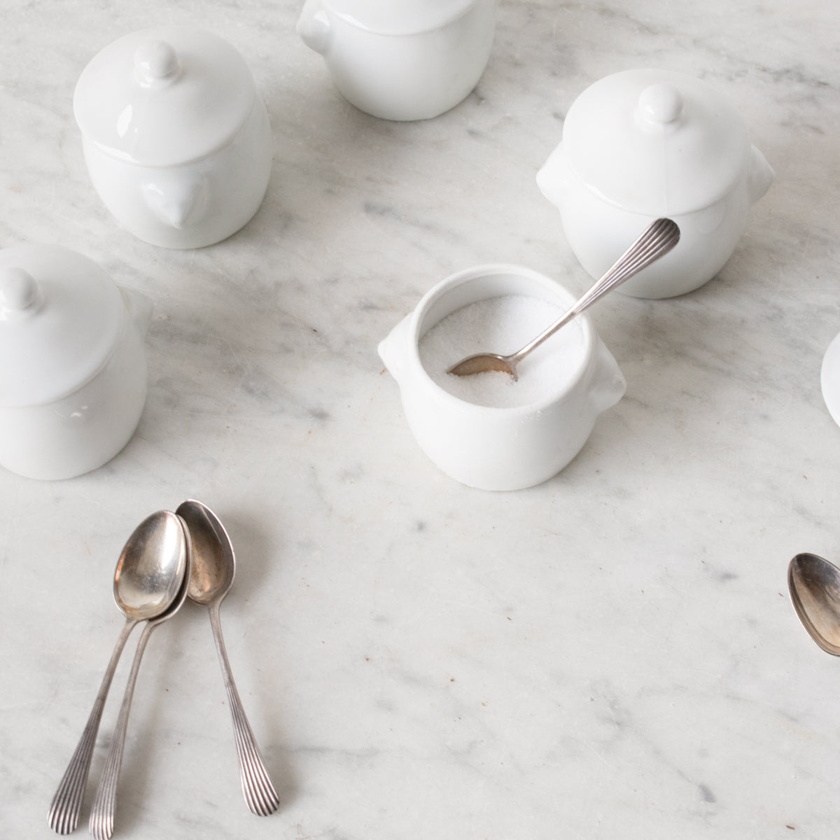 Pots de Creme with Silver Spoon Set of 6 - elsie green