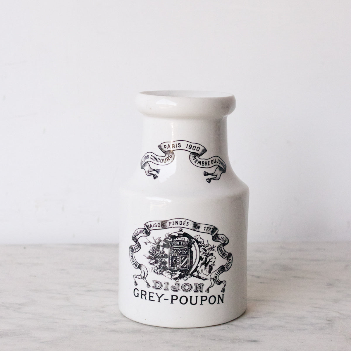 Imprinted Ironstone Mustard Pot - elsie green