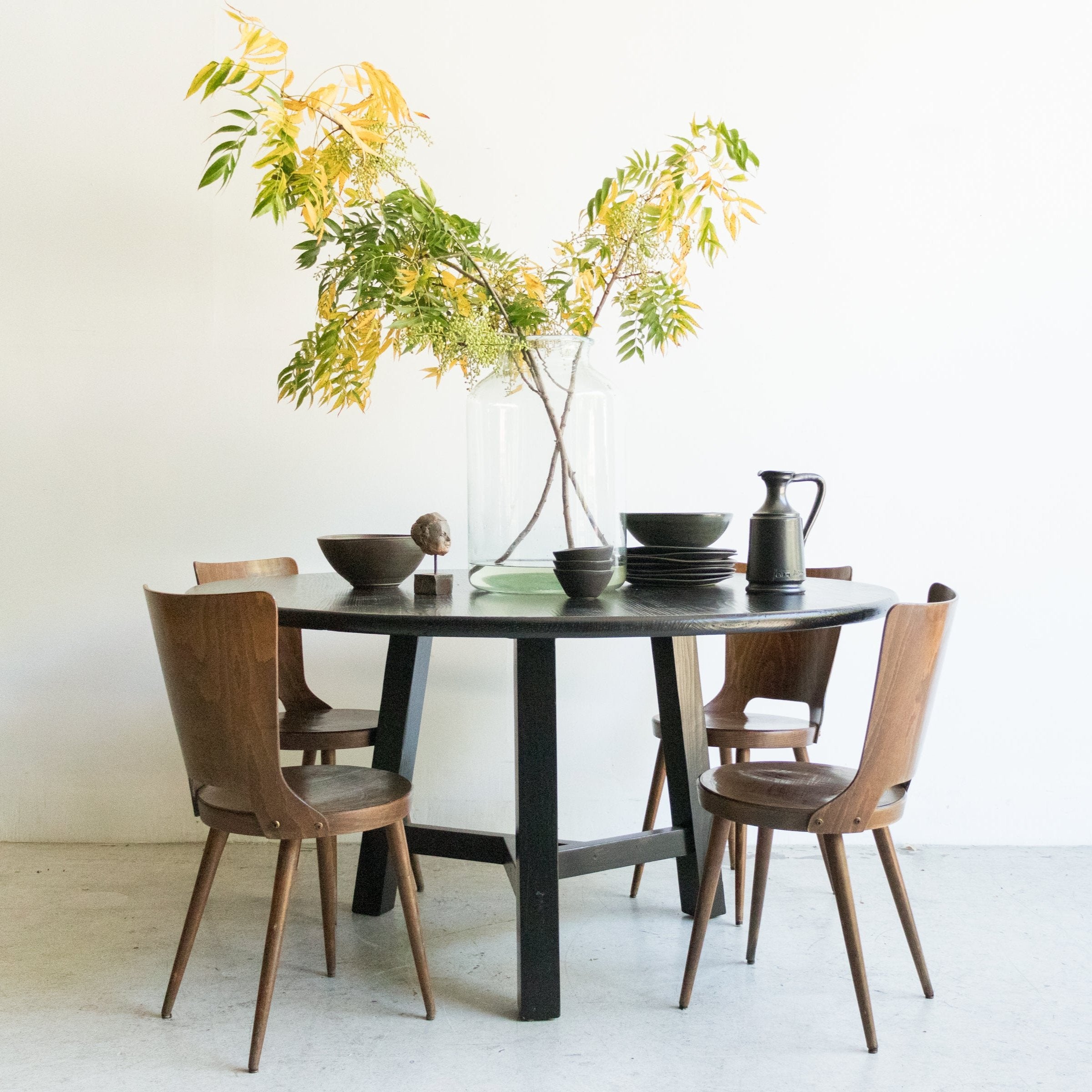 Reclaimed Wood Round Dining Table - elsie green