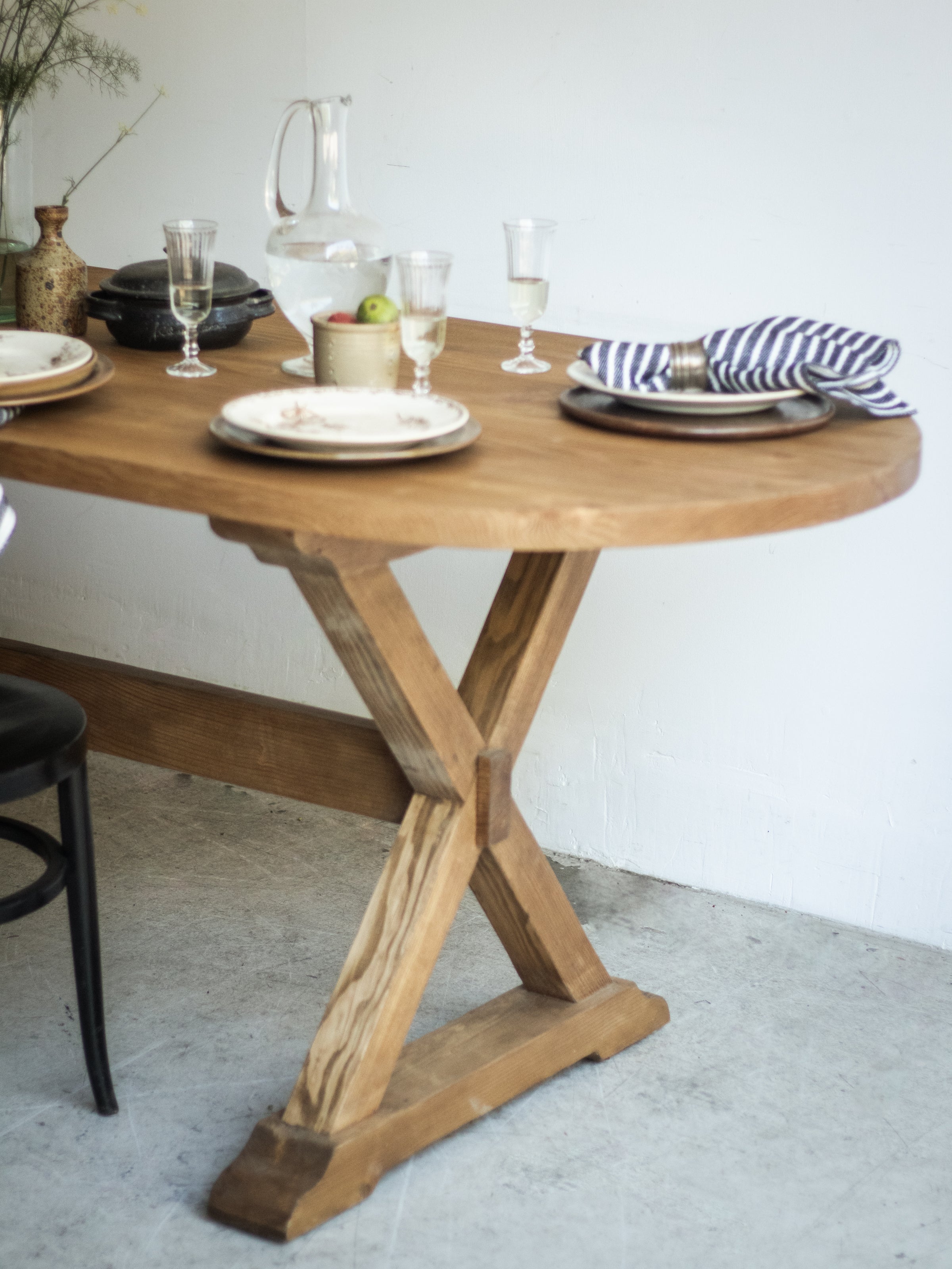 Oval Reclaimed Wood Trestle Table - elsie green