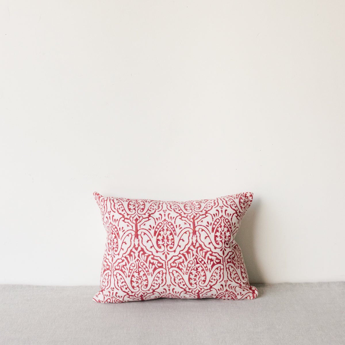 Limited Edition Block Print Pillow Cover | Viviane Red Reversing to Dominique Red - elsie green