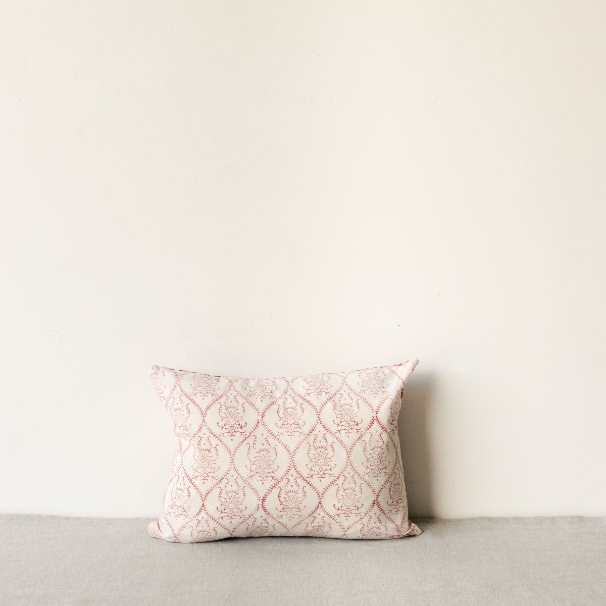 Limited Edition Block Print Pillow Cover | Viviane Red Reversing to Dominique Red - elsie green