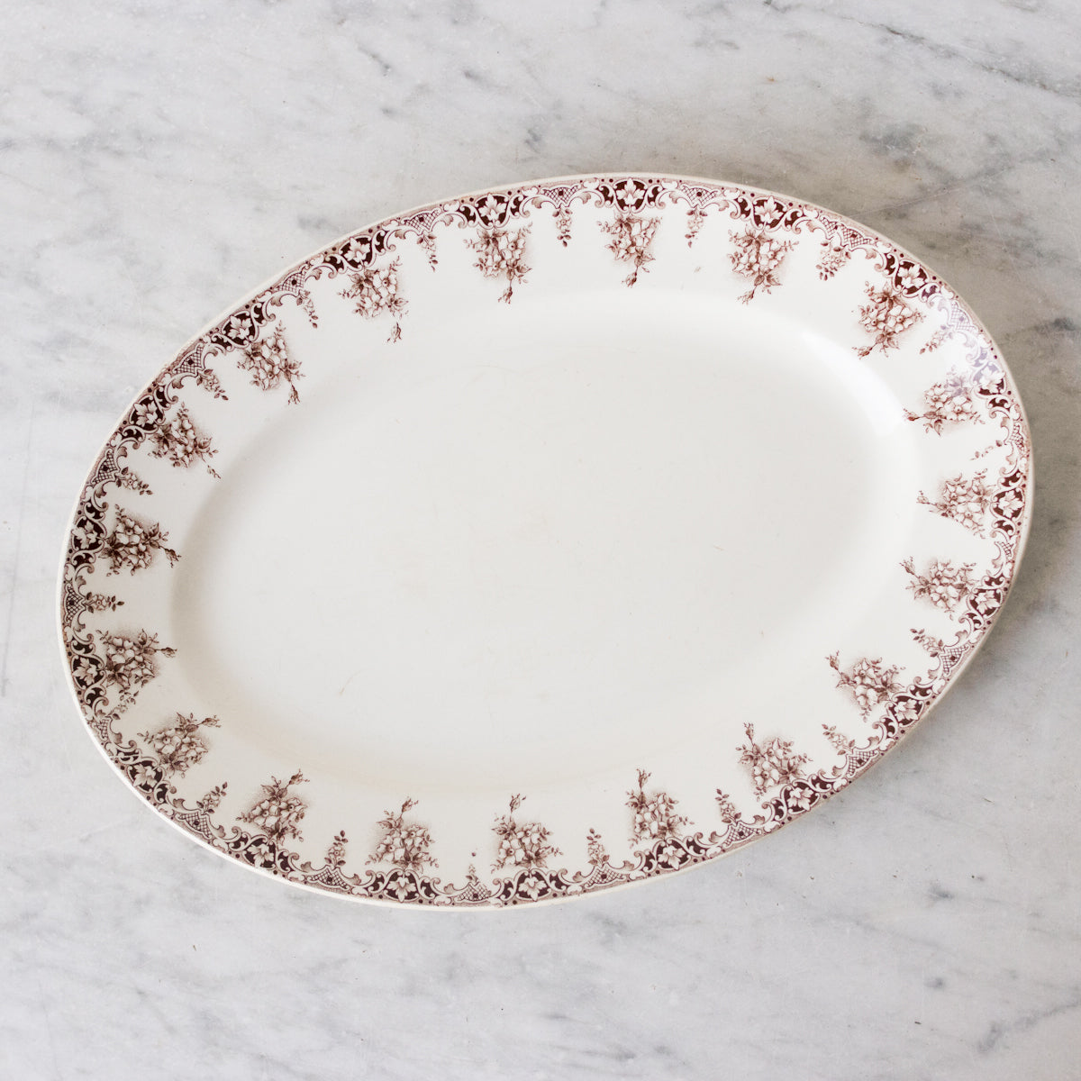Transferware Platter with Christofle Silver Spoon - elsie green