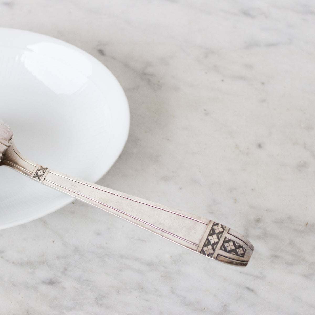 Porcelain Spoon Rest with Silver Spoon - elsie green