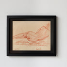 Framed Drawing in Conte Crayon  Reclining Nude | Guy Aubert dated 1954 - elsie green