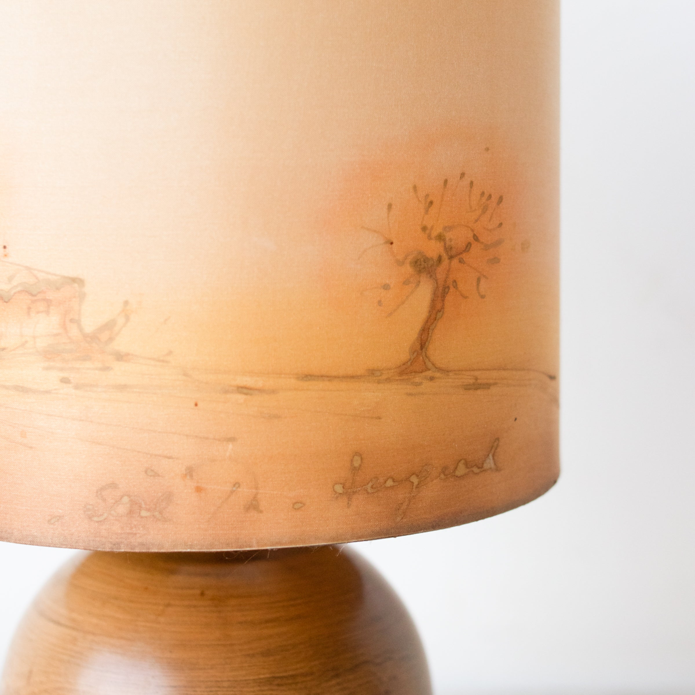 Petite Polished Wood Lamp with Hand Painted Shade elsie green