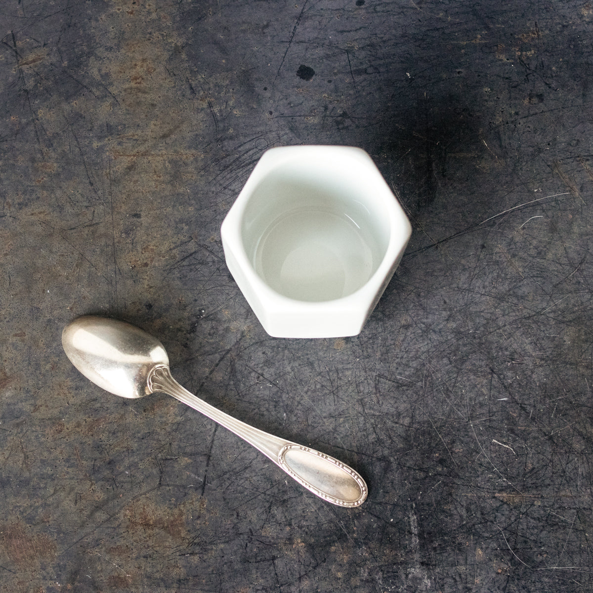 Vintage Yogurt Pot with Silver Spoon Set of 4 - elsie green