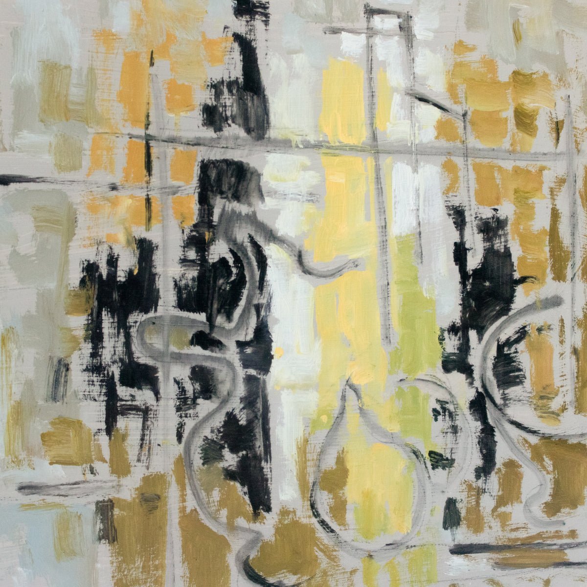 Abstract Acrylic Painting In Yellow & Black - elsie green - art