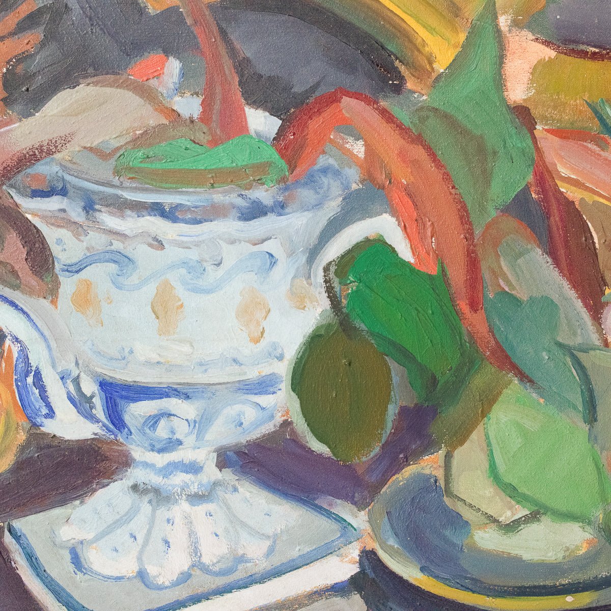 Abstract Floral Still Life Oil Painting - elsie green - Art