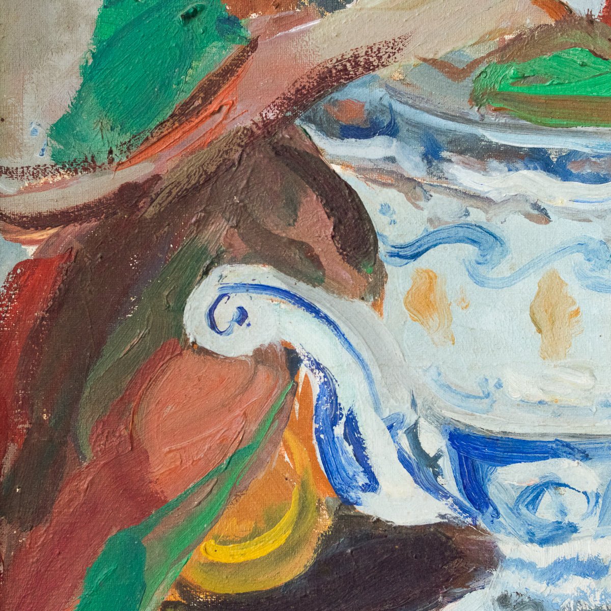 Abstract Floral Still Life Oil Painting - elsie green - Art