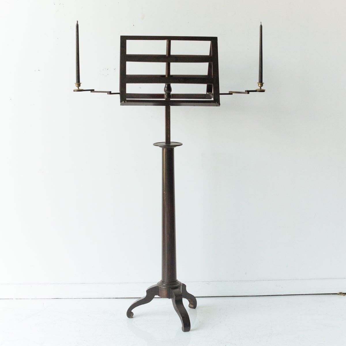 Antique Book Stand With Brass Candlesticks - elsie green - furniture