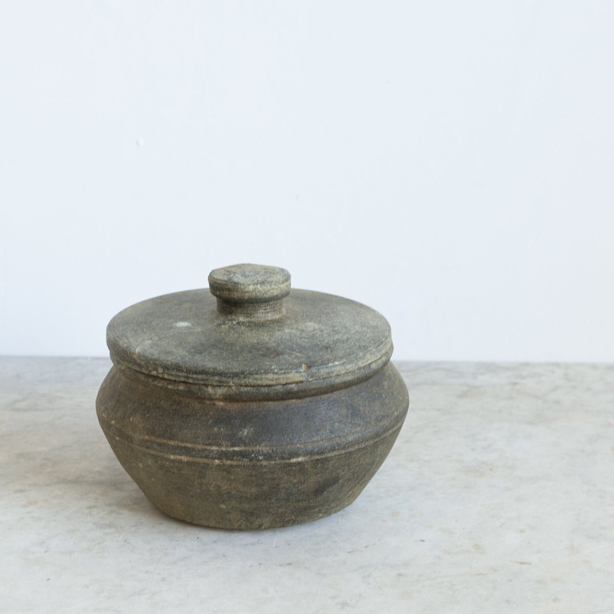 Antique Carved Stone Pot with Lid - elsie green - the french kitchen