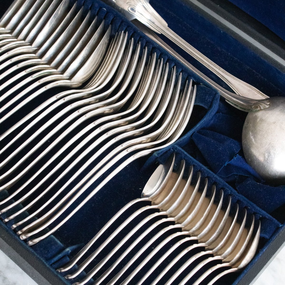 Antique Christofle Flatware Set Of 37 Pieces - elsie green - the french kitchen