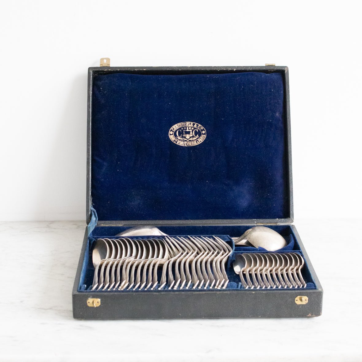 Antique Christofle Flatware Set Of 37 Pieces - elsie green - the french kitchen