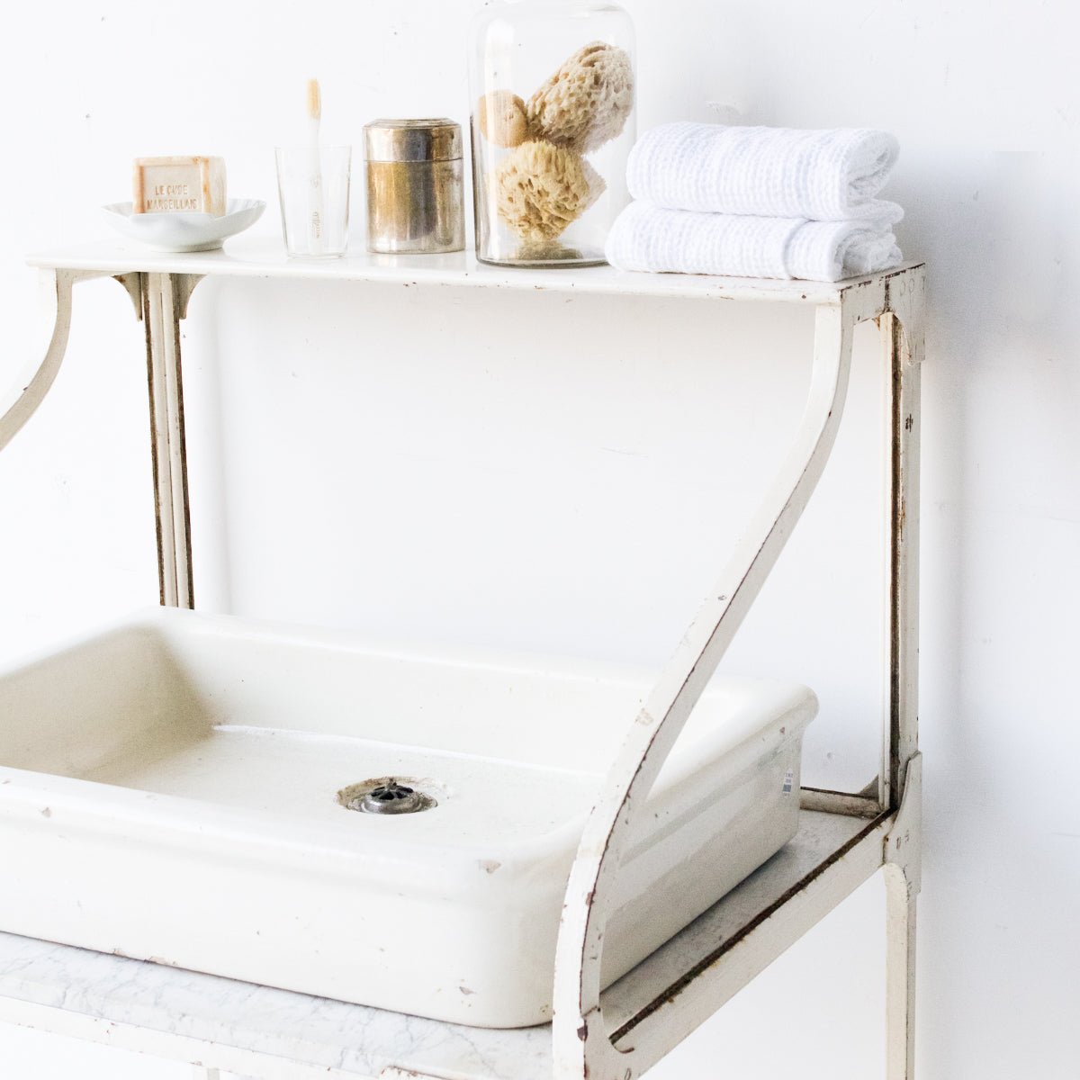 Antique Enamel Bank Counter - elsie green - furniture