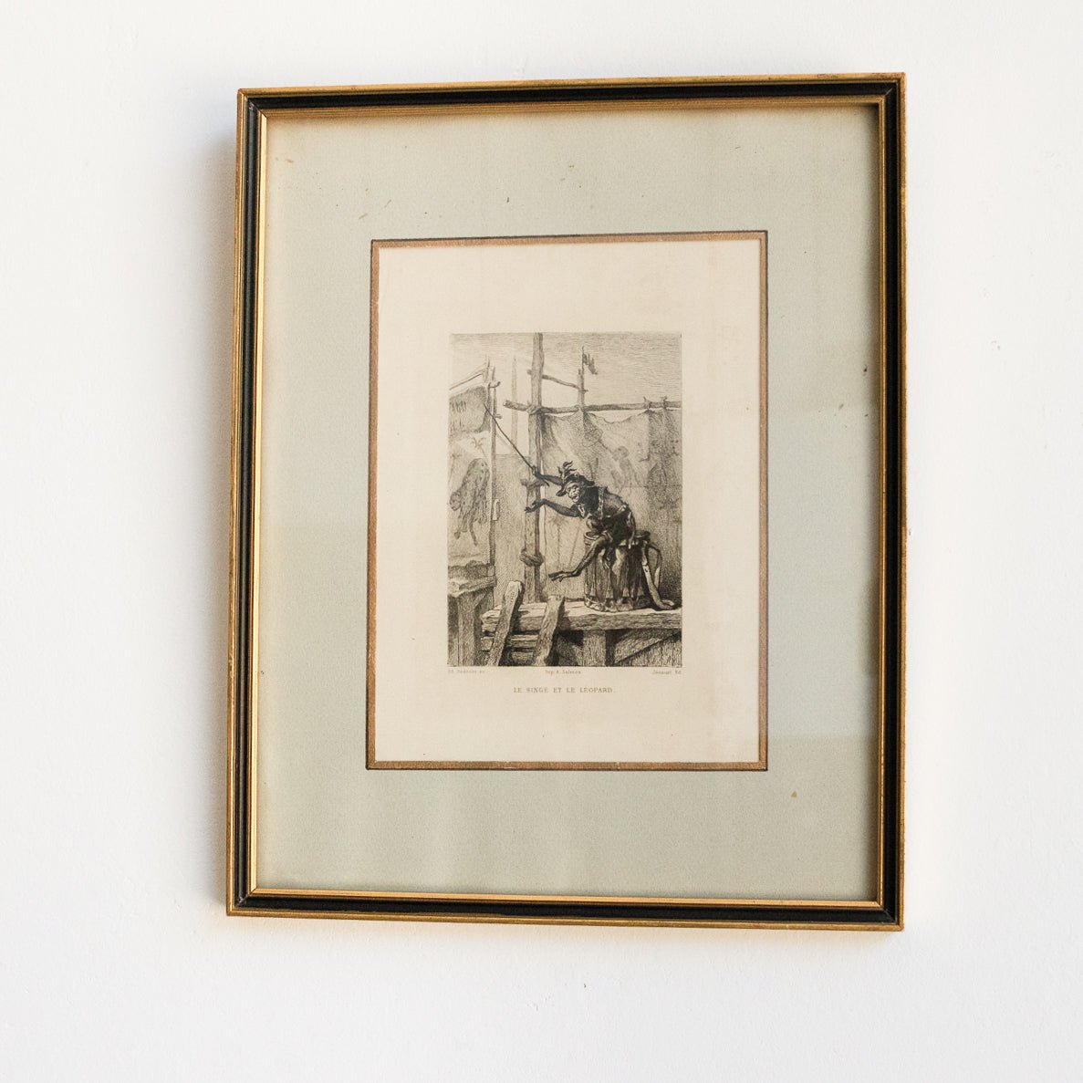 Antique Etching | Le Singe Et Le Leopard - elsie green - Art