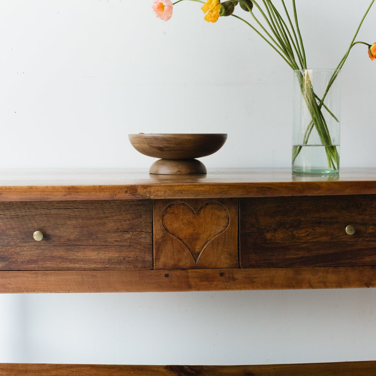 Antique Hand Carved Heart Island - elsie green - furniture