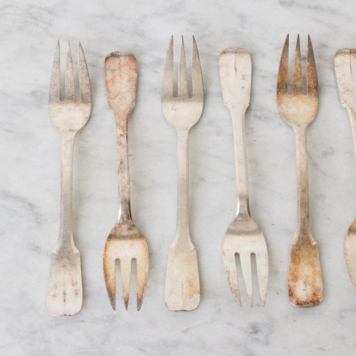 Antique Hotel Silver Fork Set Of 12 - elsie green - The French Kitchen
