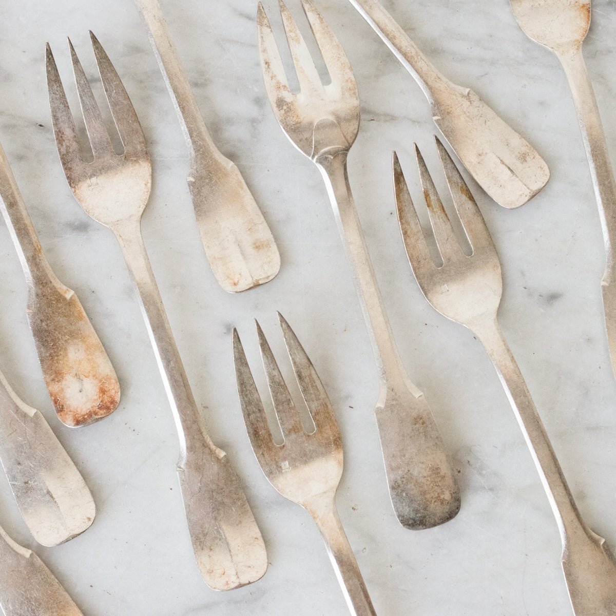 Antique Hotel Silver Fork Set Of 12 - elsie green - The French Kitchen