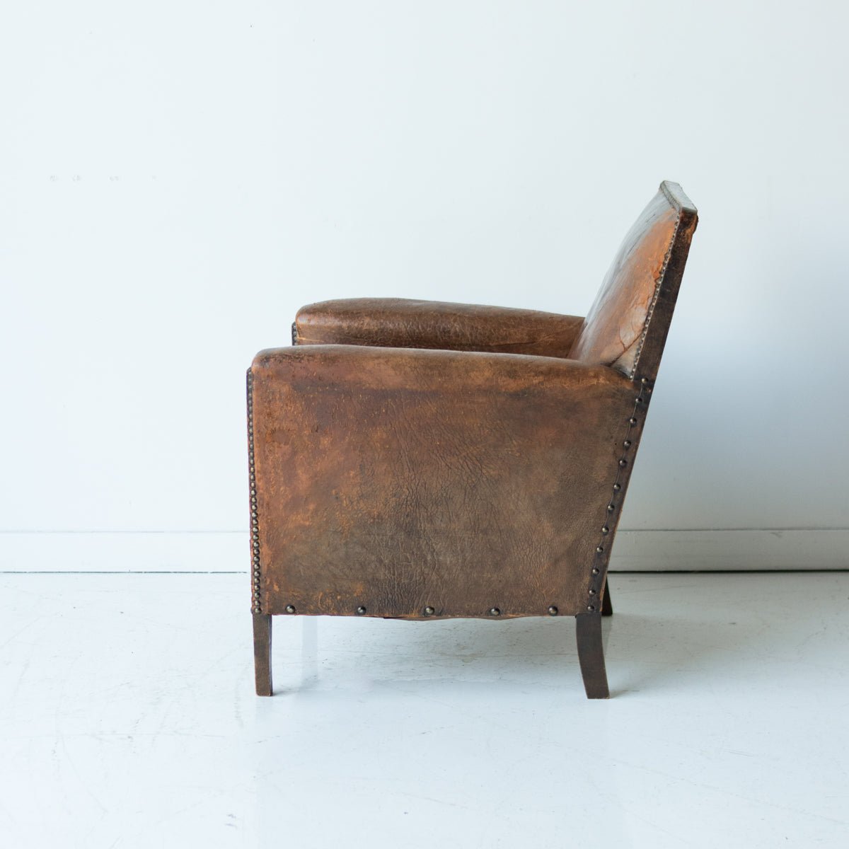 Antique Leather Club Chair - elsie green - furniture