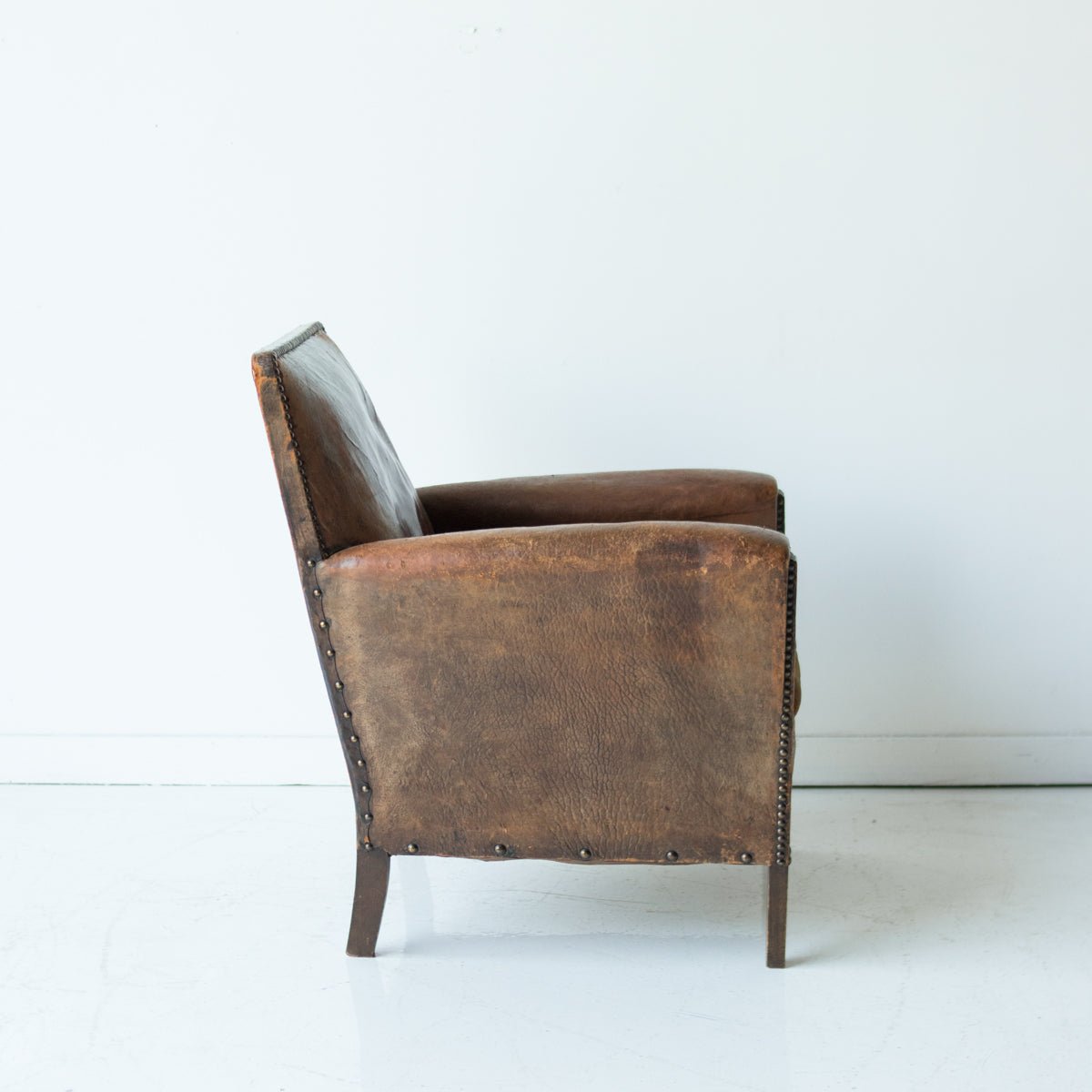 Antique Leather Club Chair - elsie green - furniture