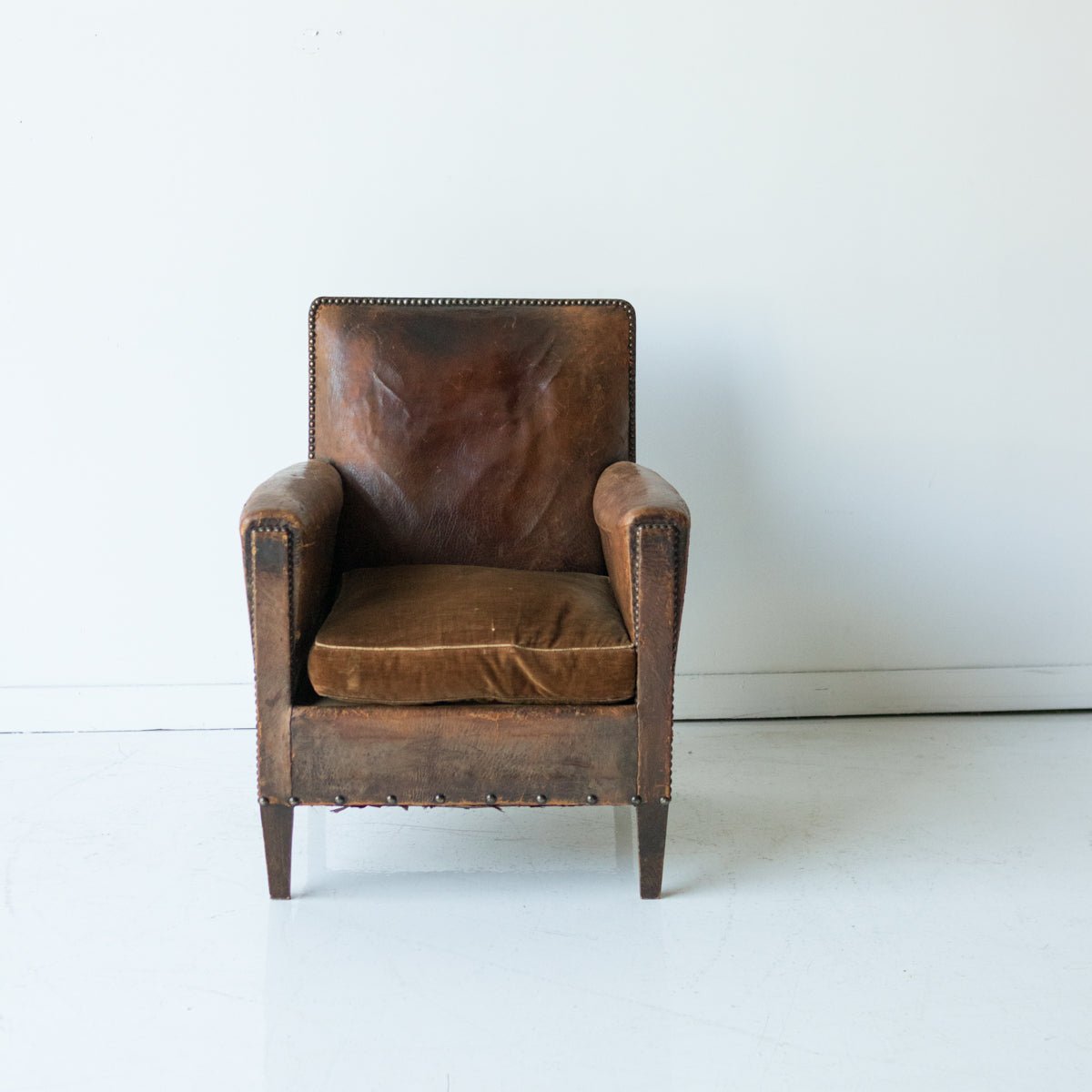 Antique Leather Club Chair - elsie green - furniture