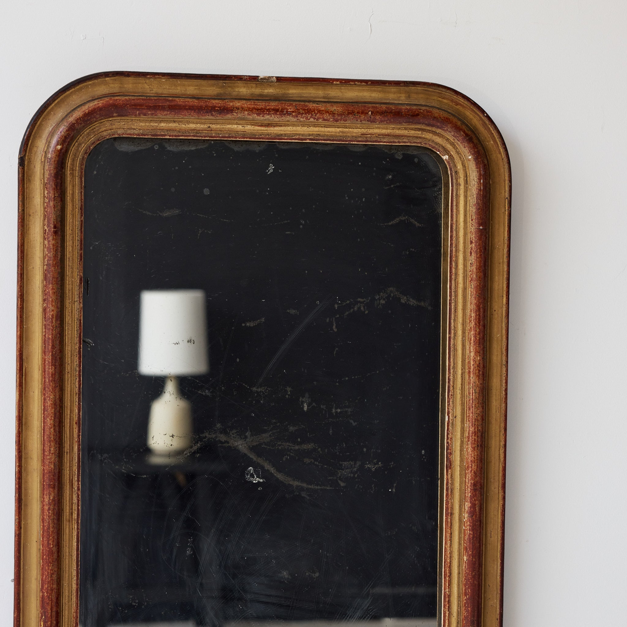 Antique Louis Philippe Mirror with Red Clay Bole | 23.5 x 30.25 - elsie green - decor