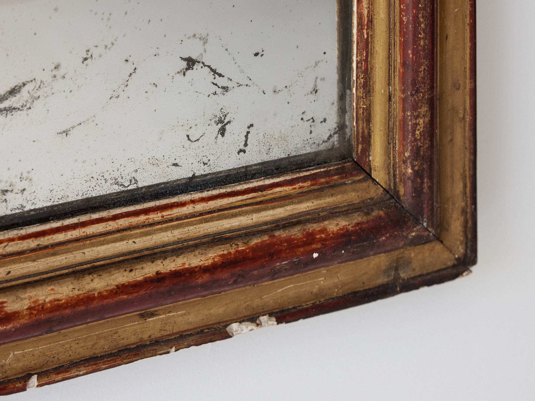 Antique Louis Philippe Mirror with Red Clay Bole | 23.5 x 30.25 - elsie green - decor