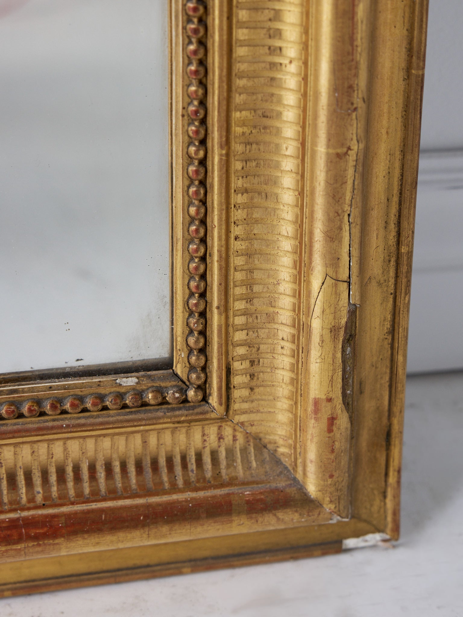 Antique Louis Philippe Mirror with Red Clay Bole | 36 x 50 - elsie green - decor