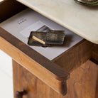 Antique Marble Bedside Table with Book-matched Door - elsie green - furniture