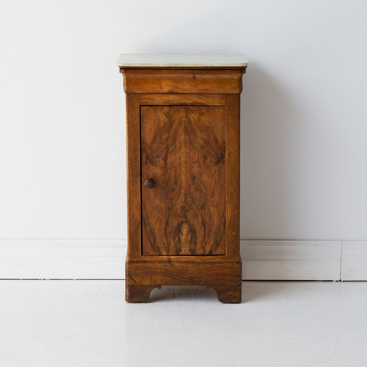 Antique Marble Bedside Table with Book-matched Door - elsie green - furniture