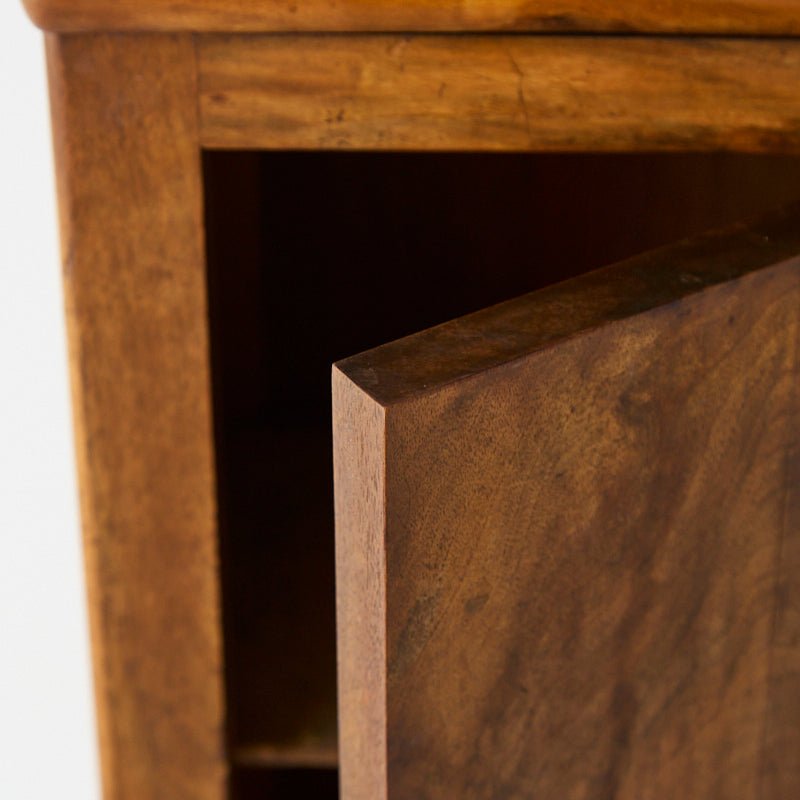 Antique Marble Bedside Table with Book-matched Door - elsie green - furniture