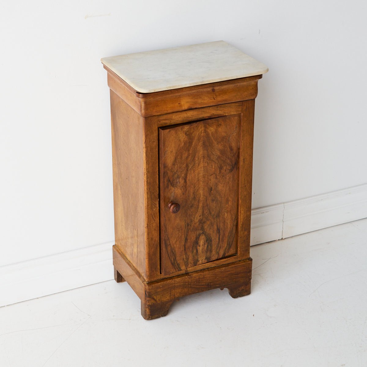 Antique Marble Bedside Table with Book-matched Door - elsie green - furniture
