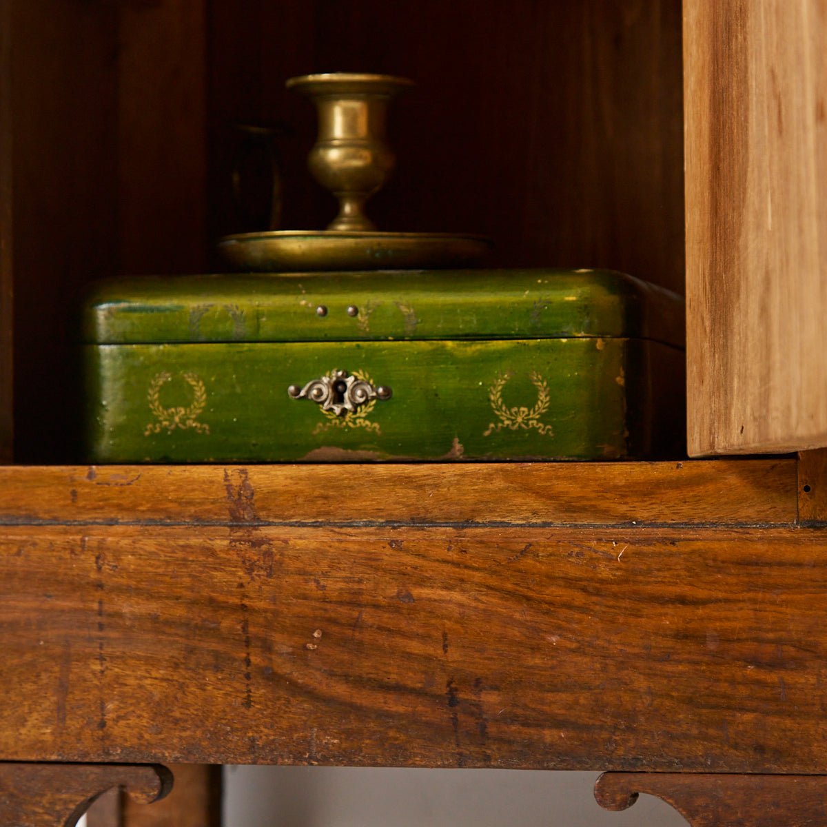 Antique Marble Bedside Table with Book-matched Door - elsie green - furniture