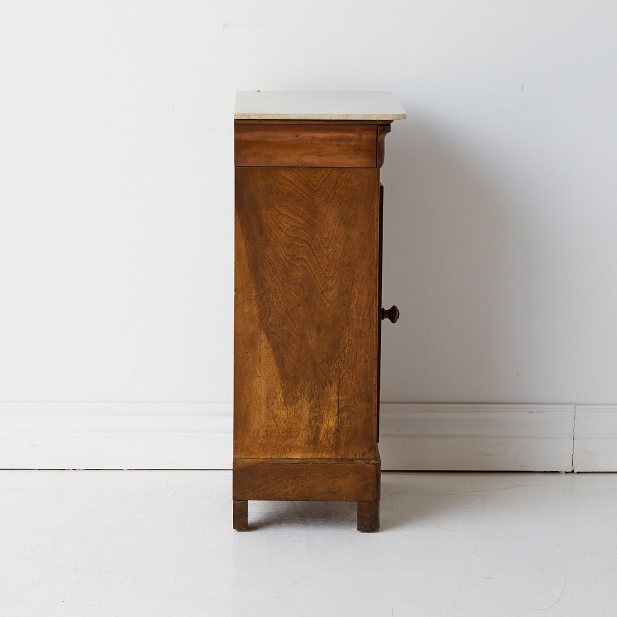 Antique Marble Bedside Table with Book-matched Door - elsie green - furniture
