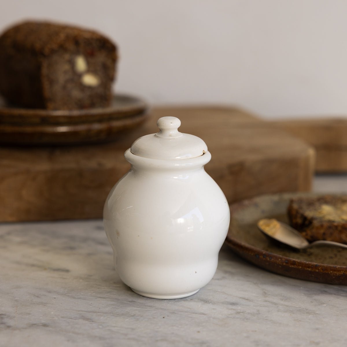 Antique Mustard Pot with Silver Spoon - elsie green - the french kitchen