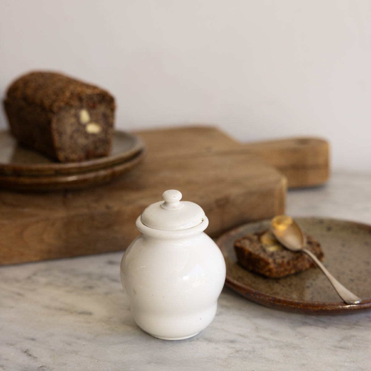 Antique Mustard Pot with Silver Spoon - elsie green - the french kitchen