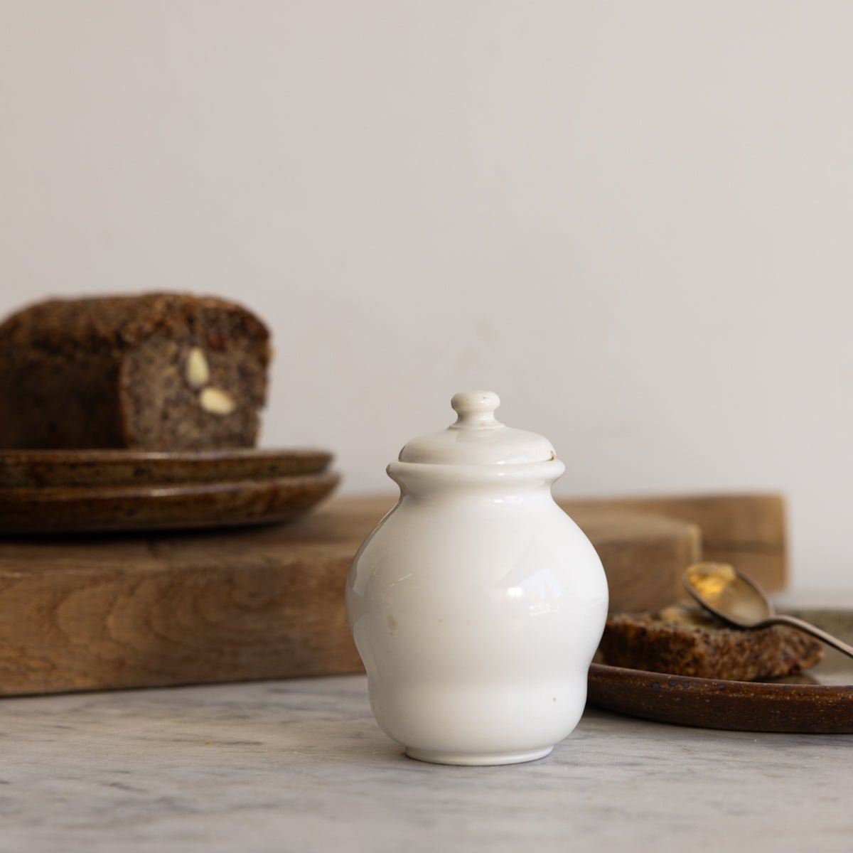 Antique Mustard Pot with Silver Spoon - elsie green - the french kitchen
