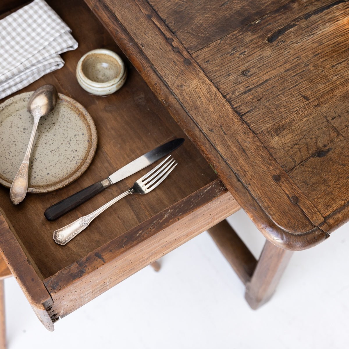 Antique Oak Farm Table - elsie green - furniture