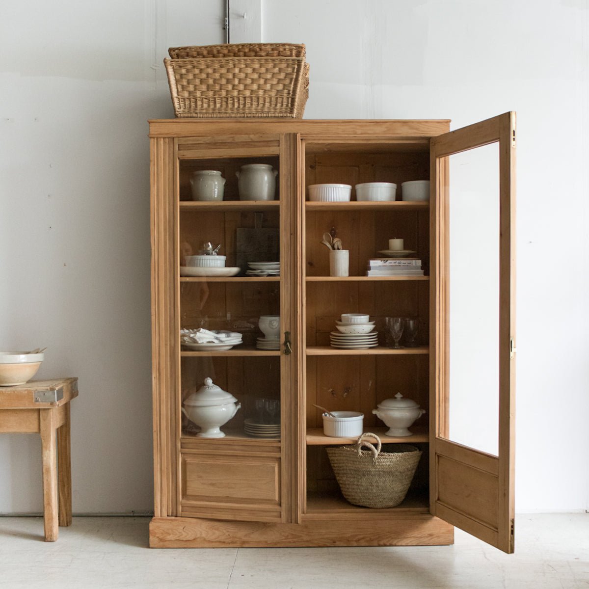 Antique Oak Vitrine - elsie green - furniture