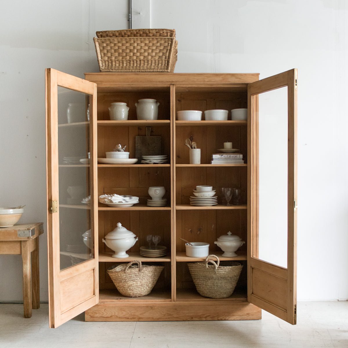 Antique Oak Vitrine - elsie green - furniture