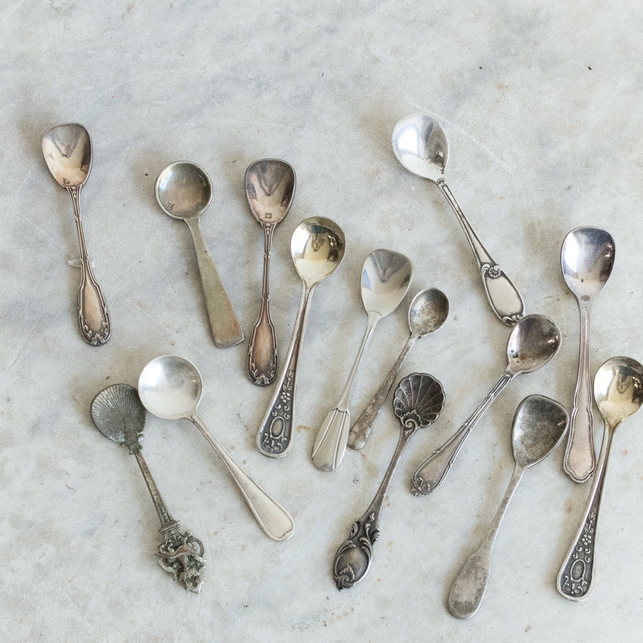 Antique Salt Spoon Set Of 7 - elsie green - The French Kitchen