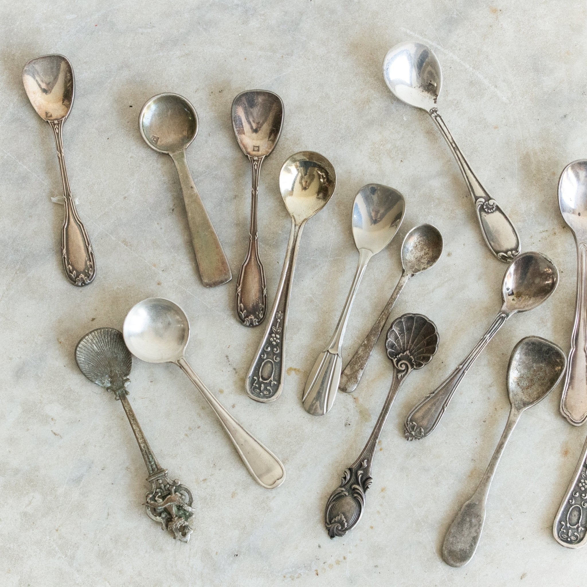 Antique Salt Spoon Set Of 7 - elsie green - The French Kitchen