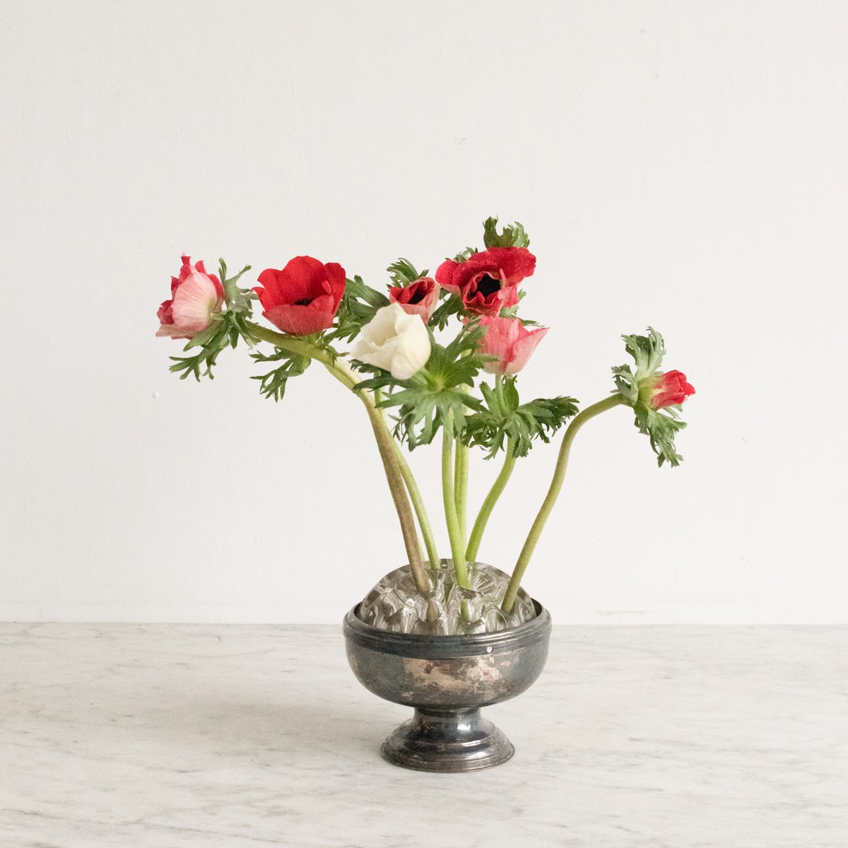 Antique Silver Flower Frog - elsie green - decor