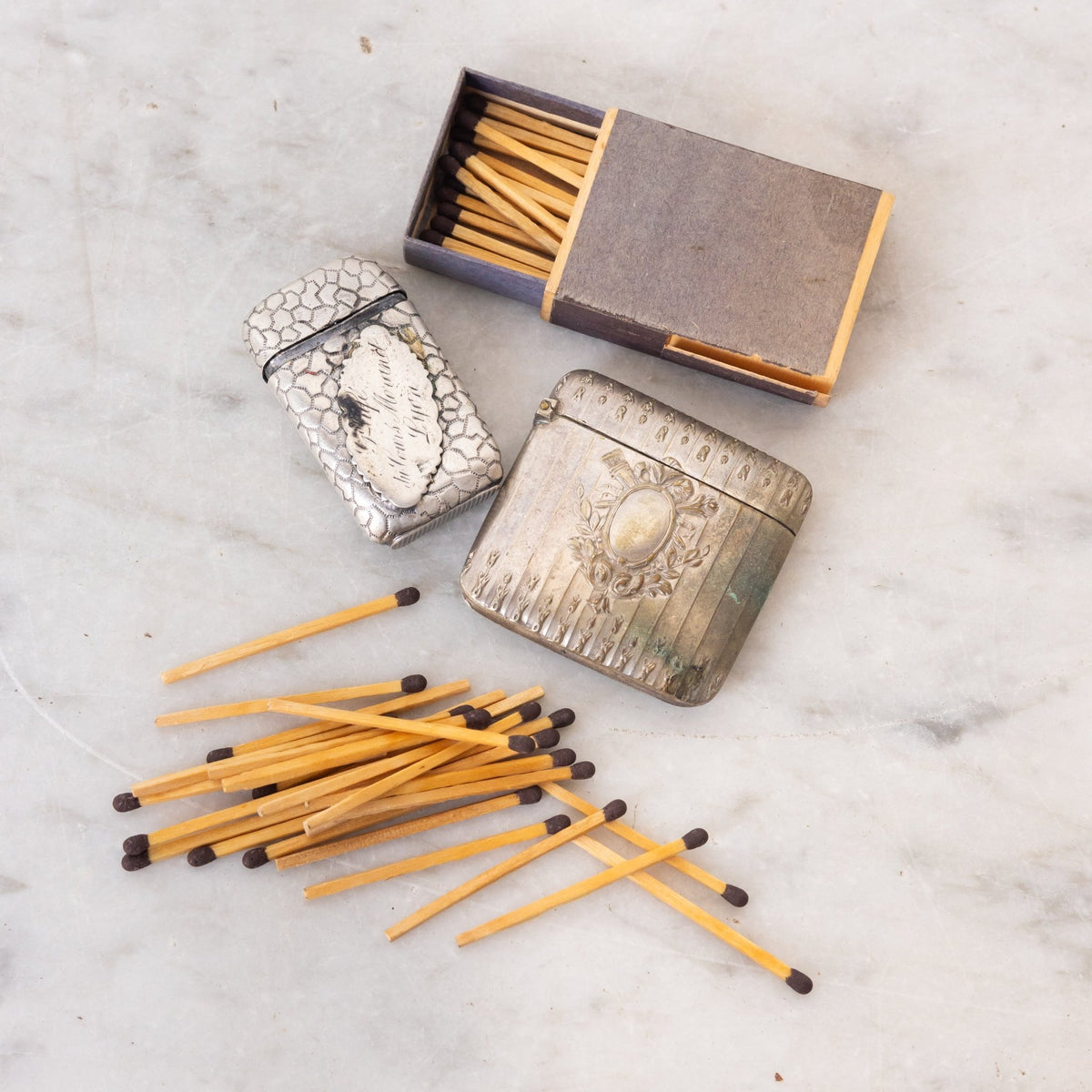 Antique Silver Match Case - elsie green - Decor
