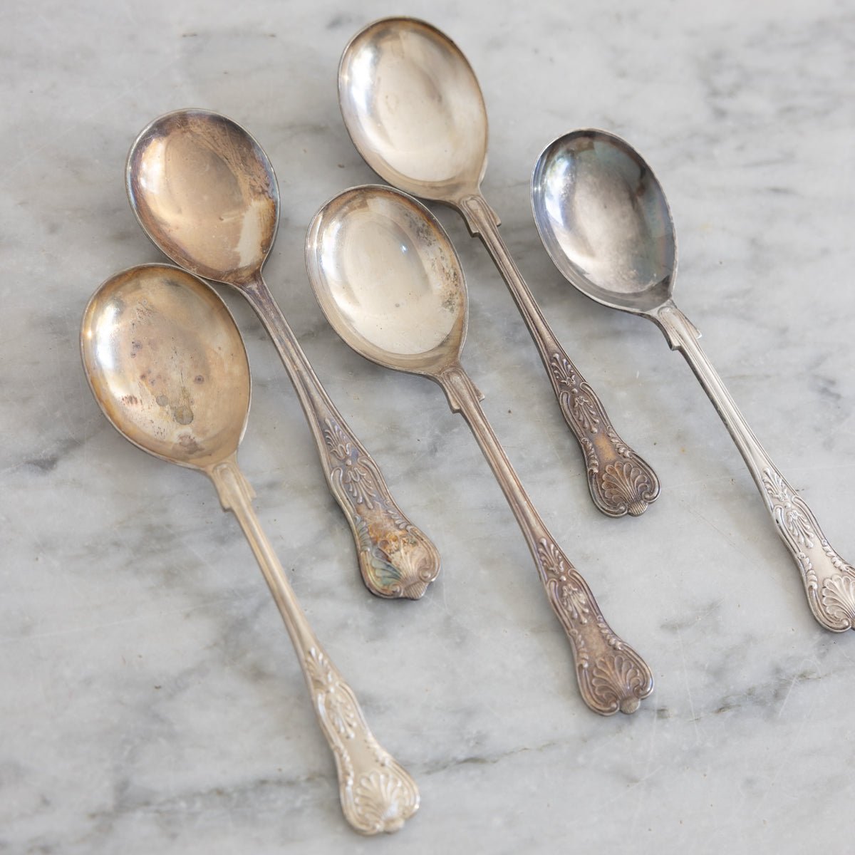 Antique Soup Spoon Set of 5 | The Patrick Orbe Collection - elsie green - the french kitchen