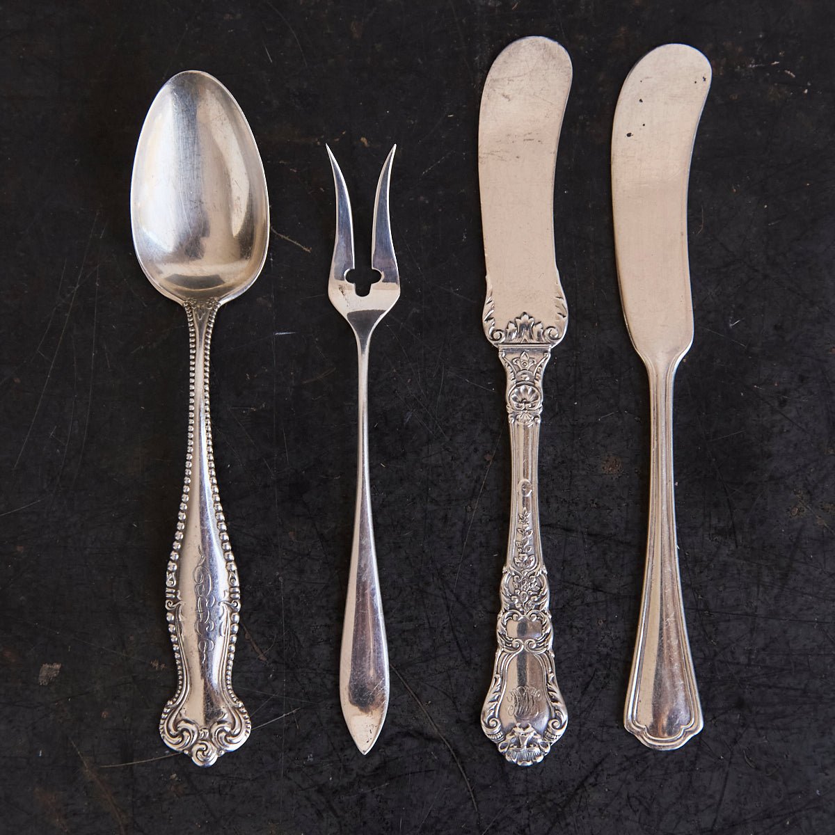 Antique Sterling Relish Set of 4 Pieces | The Patrick Orbe Collection - elsie green - the french kitchen