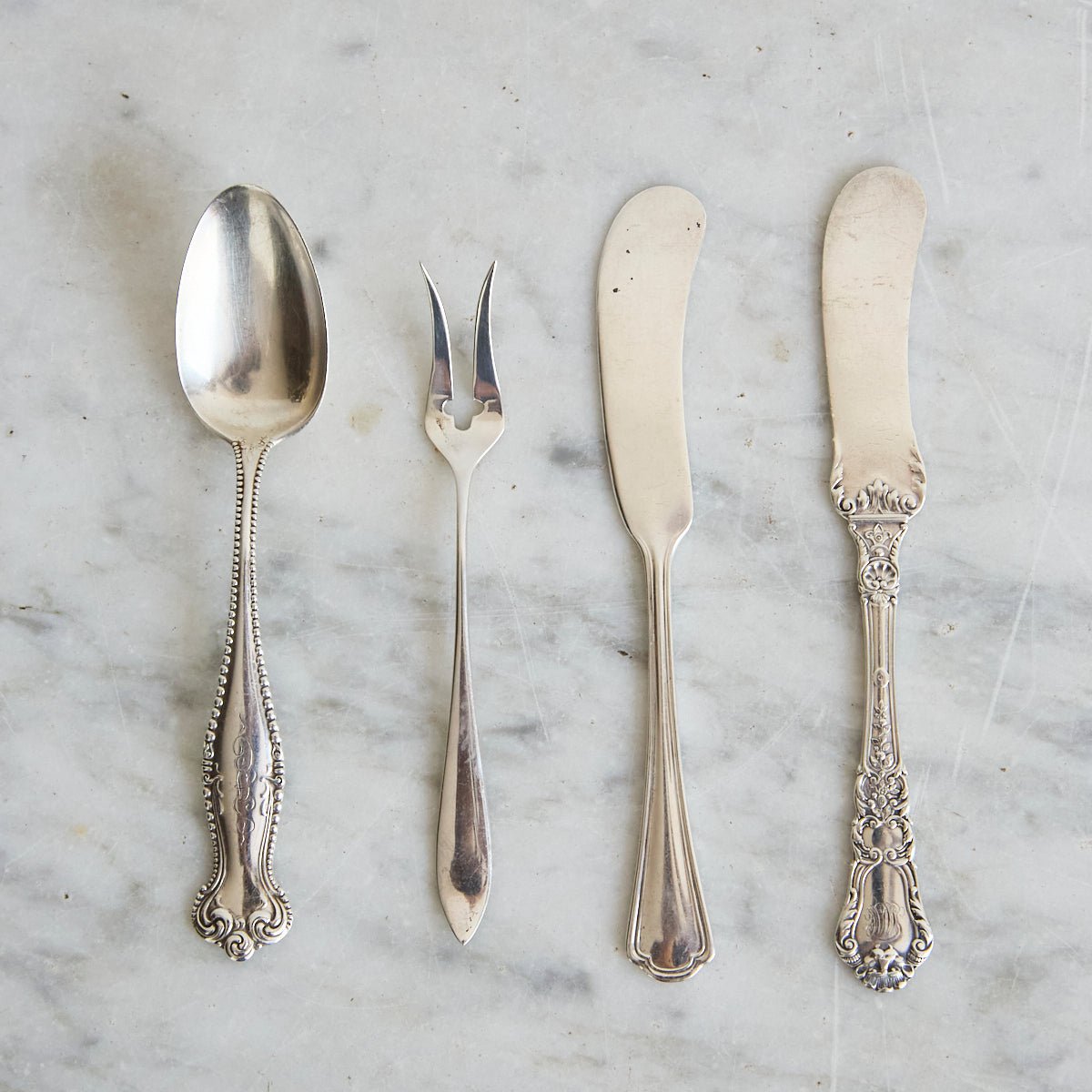 Antique Sterling Relish Set of 4 Pieces | The Patrick Orbe Collection - elsie green - the french kitchen